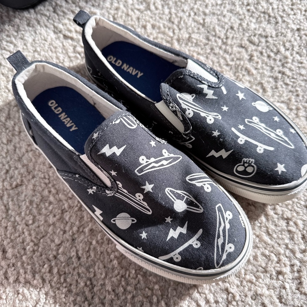 Old Navy Kids Black Space-Themed Slip On Shoes
